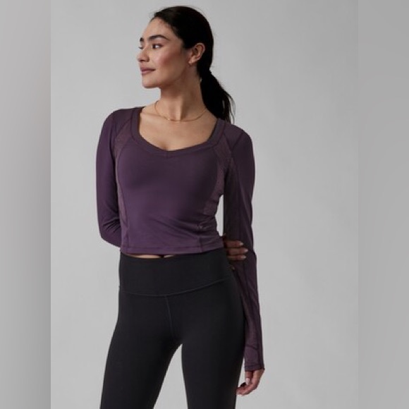 Athleta Shanti Lace Cropped Long Sleeve top size 1X - Picture 2 of 10
